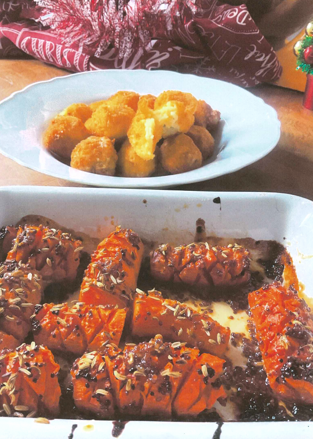 25 Days of Christmas Recipes, Day 12: Hasselback Honey and Mustard Carrots, and Parsnip&nbsp;Croquettes